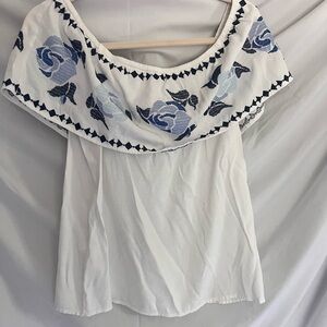 Blue rain women’s large embroidered off shoulder festival boho top